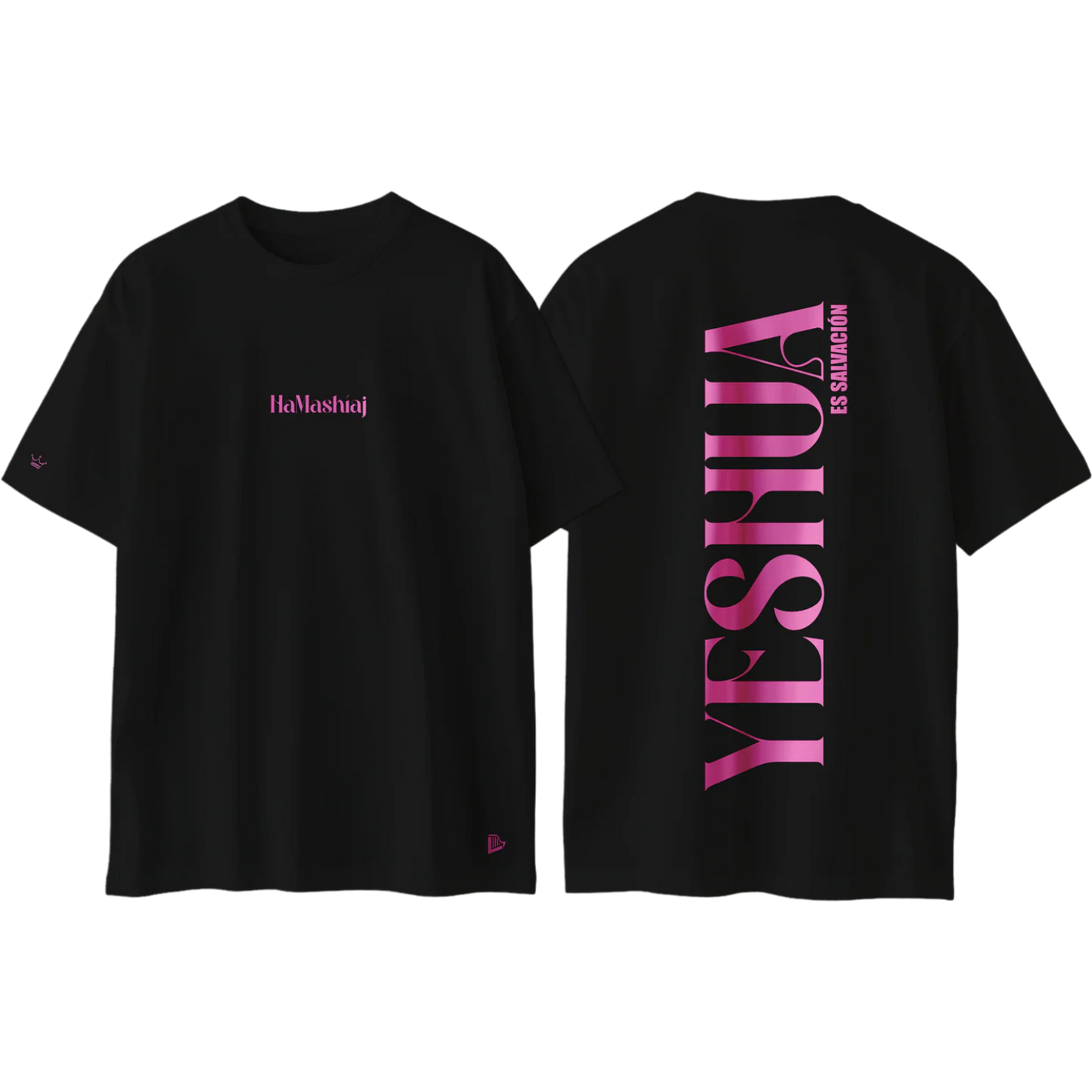 Yeshua HaMashíaj - Oversize Negra Letras Rosa
