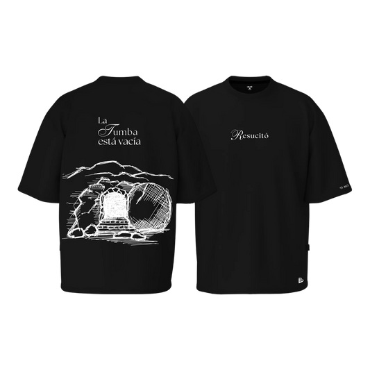 Camiseta Resucitó (La Tumba está vacía) - Oversize Negra
